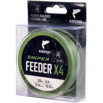 Шнур плетёный SALMO SNIPER х4 FEEDER BRAID Army Green 150/014 Шнур плетёный SALMO SNIPER х4 FEEDER BRAID Army Green 150/014